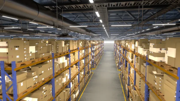 Endless rows of shelves filled with boxes show the scale of an FTZ Warehouse, where every space is designed to maximize efficiency in storage and product distribution.